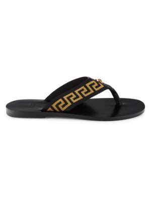 Versace Nastro Logo Leather Sandals on SALE 